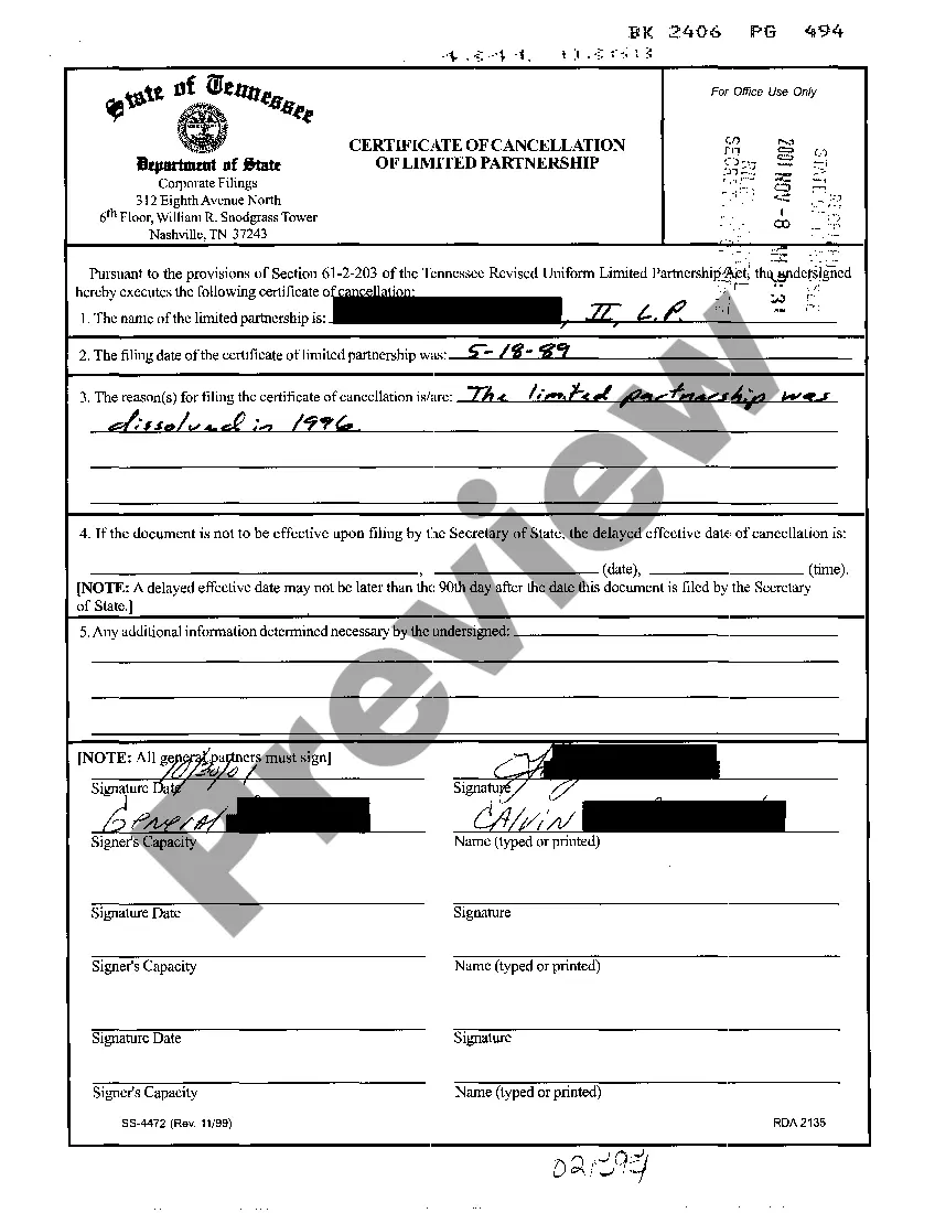 Preview Certificate of Cancellation