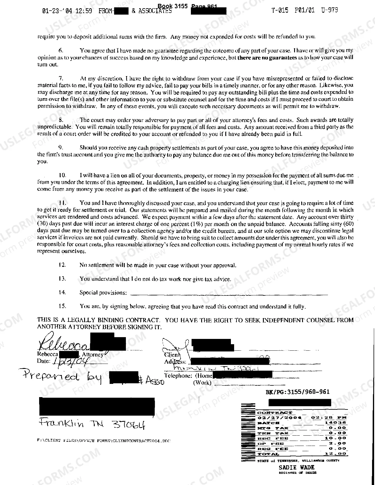 Preview Contract For Legal Services