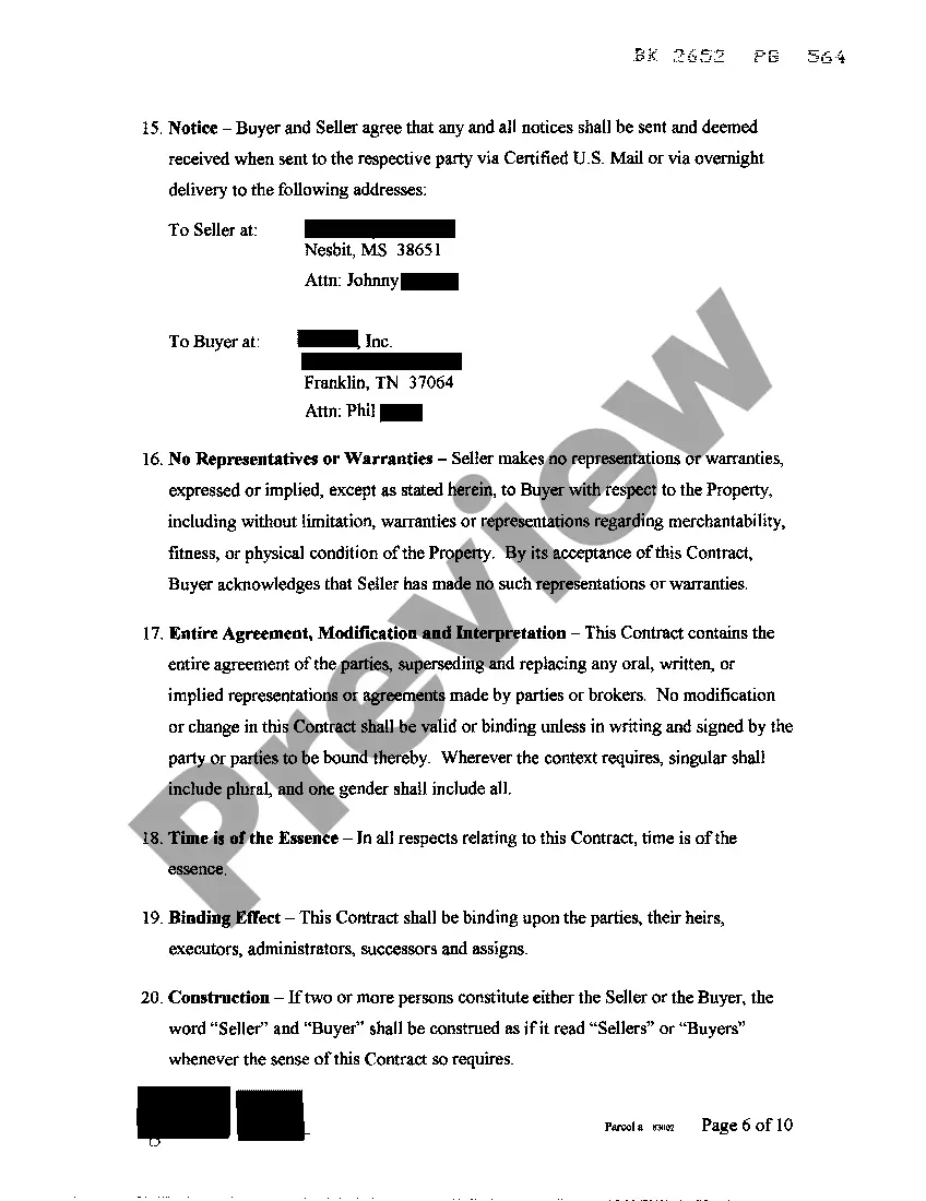 Preview Contract For Sale of Real Estate