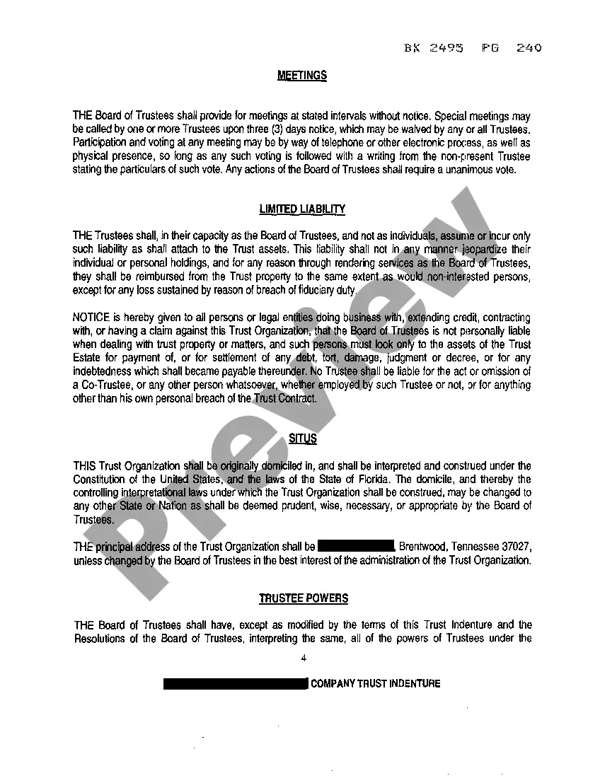 Preview Contract And Declaration of Trust