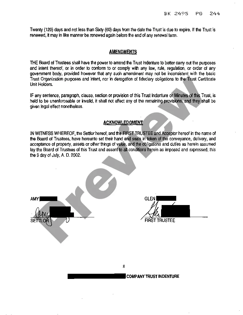 Preview Contract And Declaration of Trust