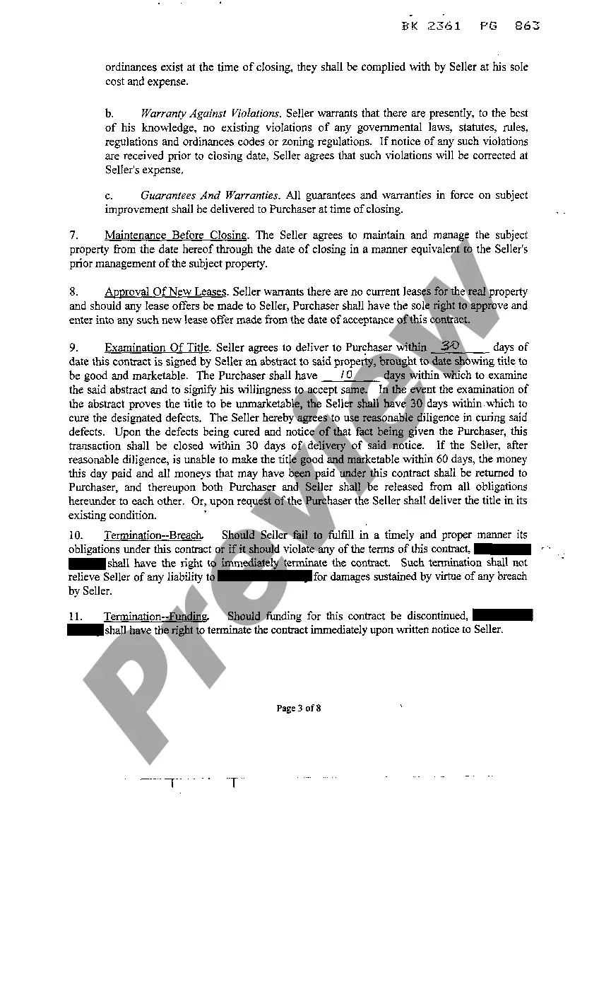 Preview Contract For The Purchase of Real Property