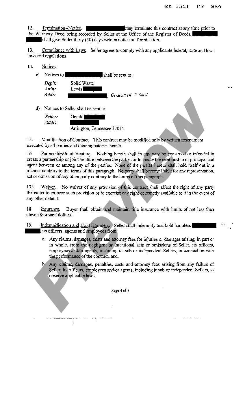 Preview Contract For The Purchase of Real Property