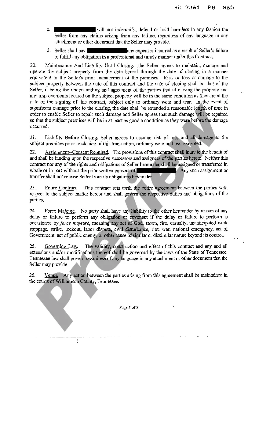 Preview Contract For The Purchase of Real Property