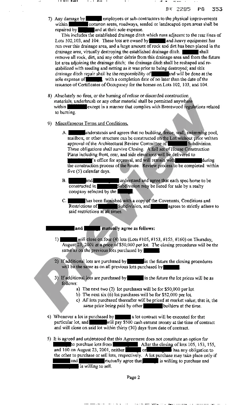 Preview Memorandum of Contractor For The Sale of Real Property
