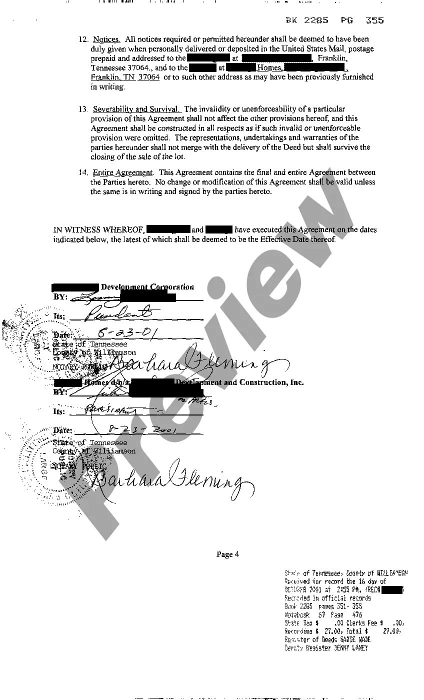 Preview Memorandum of Contractor For The Sale of Real Property