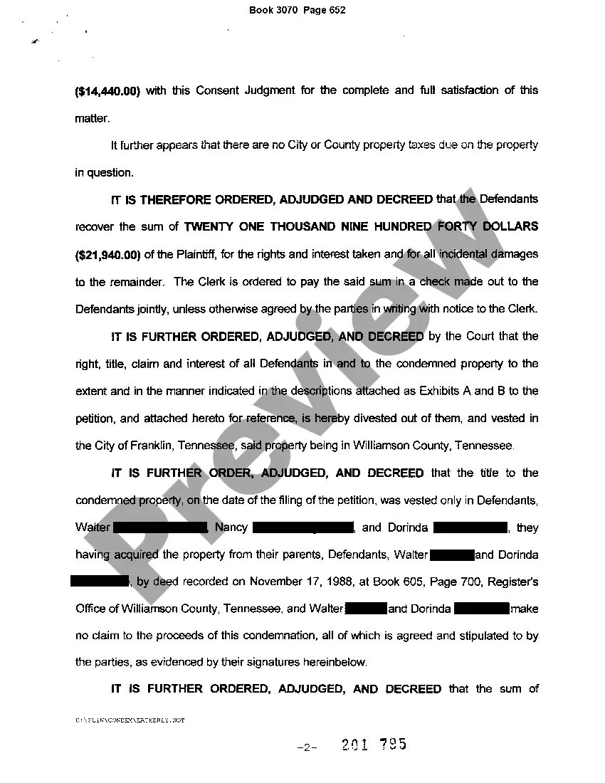 Preview Consent Judgment and Final Decree