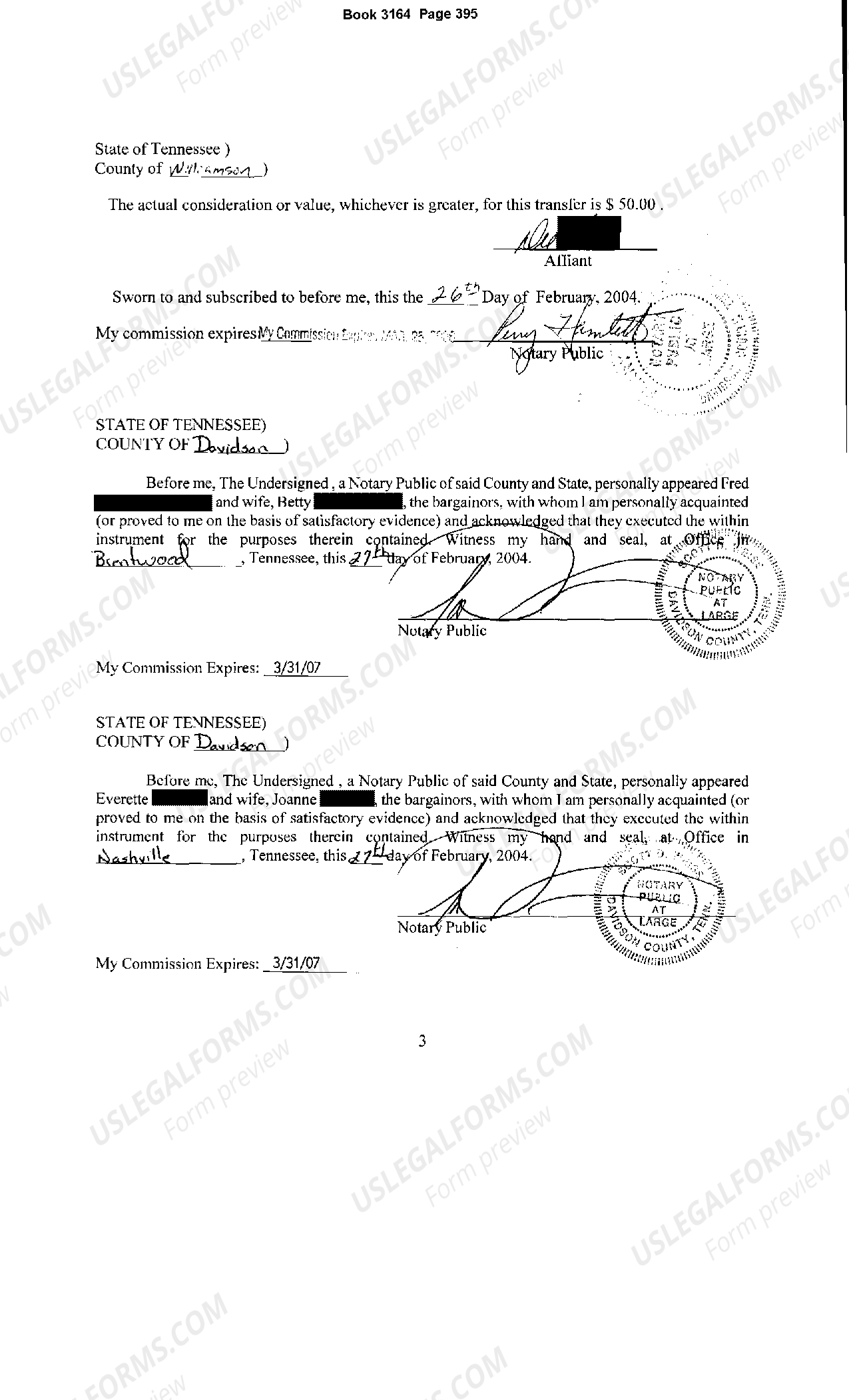 Tennessee Underground Sewer Line Easement Septic Easement Agreement