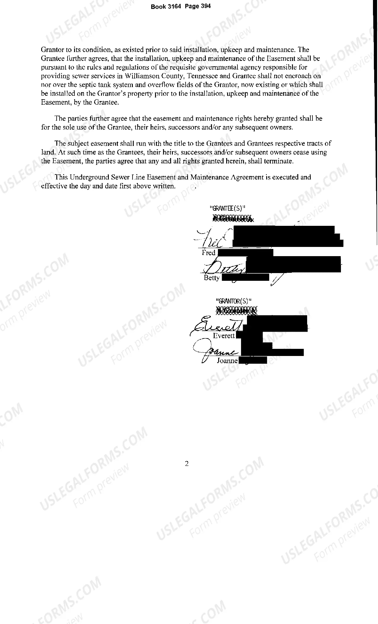 Preview Underground Sewer Line Easement