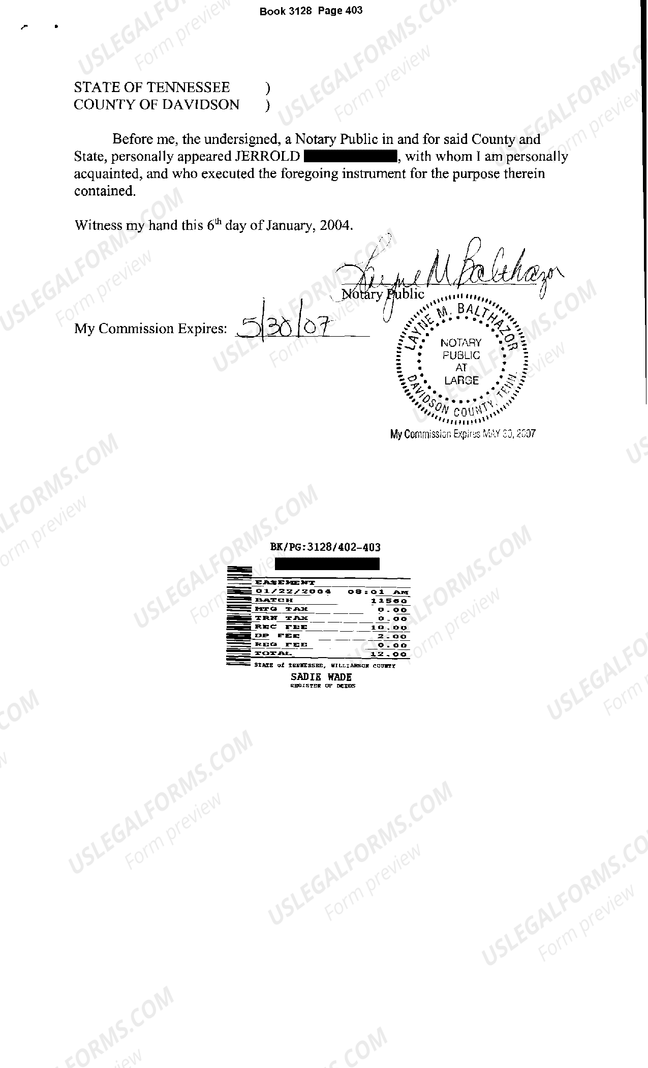 Nashville Tennessee Abandonment of Easement US Legal Forms