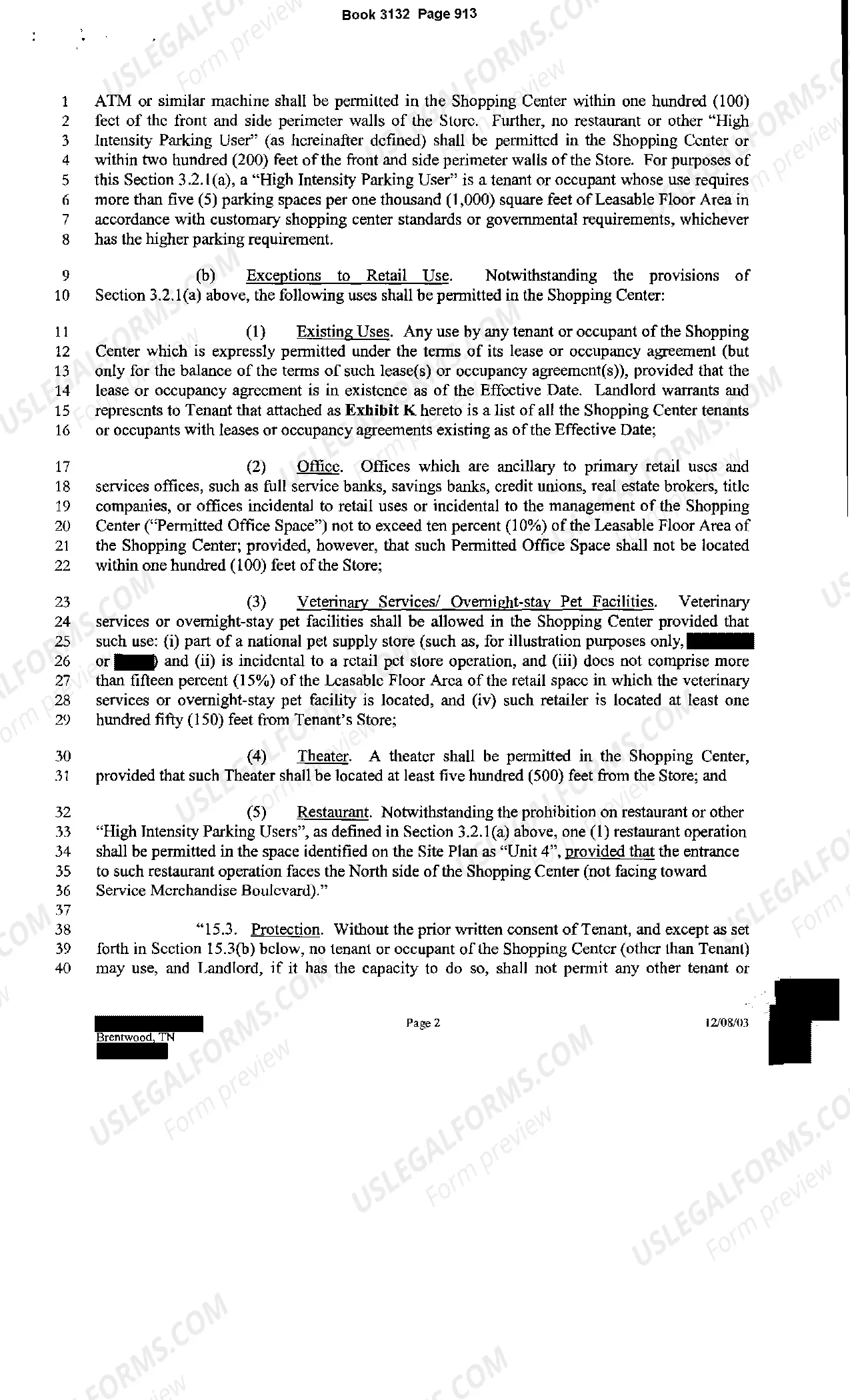 Preview Department Store Lease Memorandum