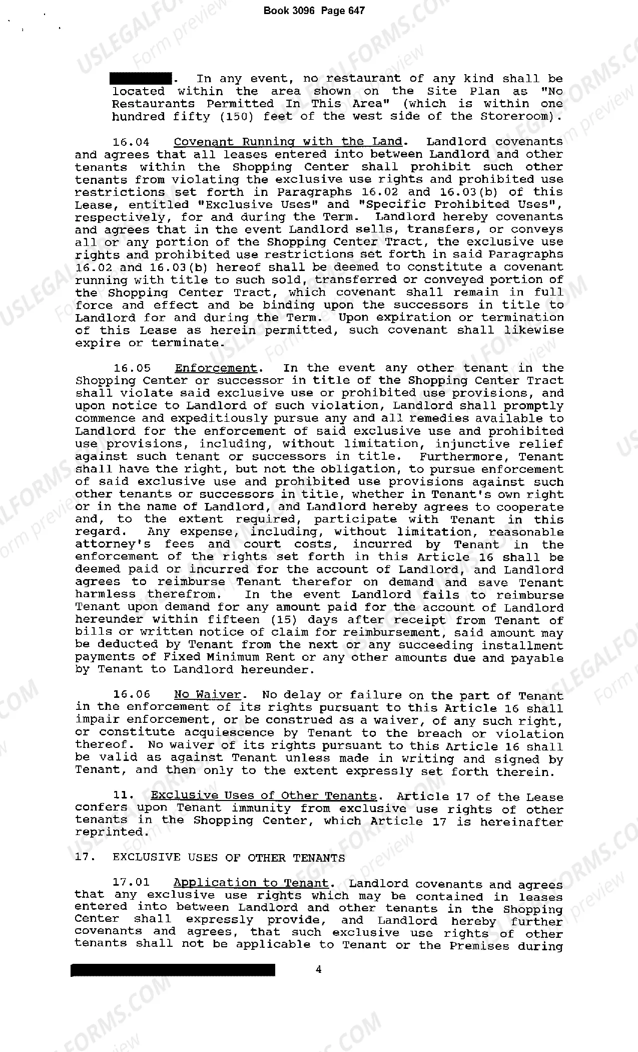 Preview Shopping Center Lease Memorandum