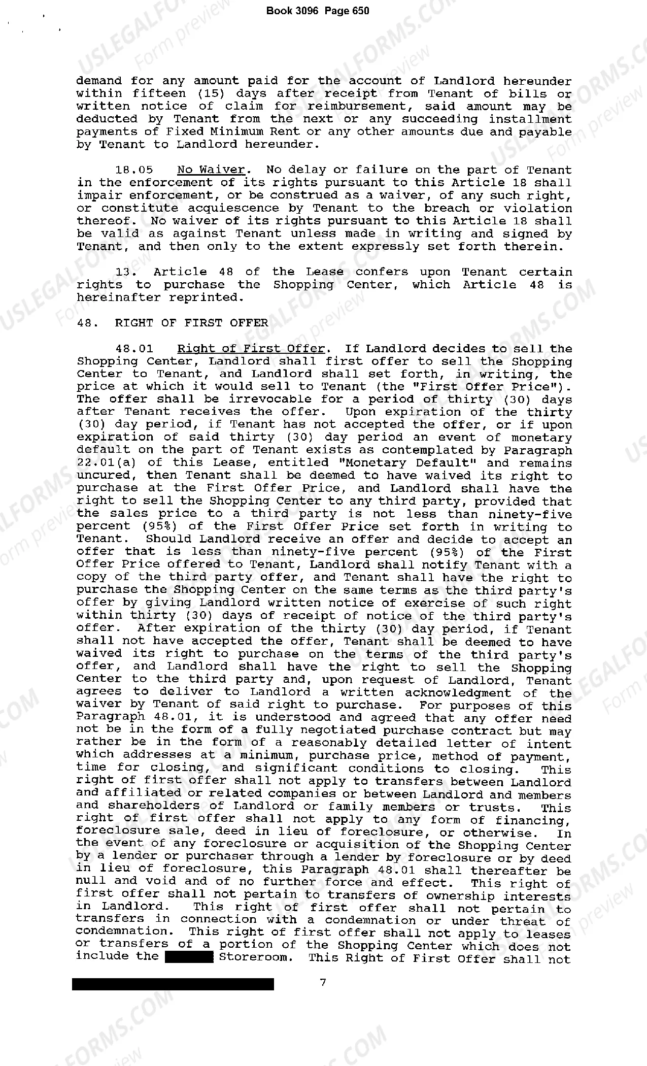 Preview Shopping Center Lease Memorandum