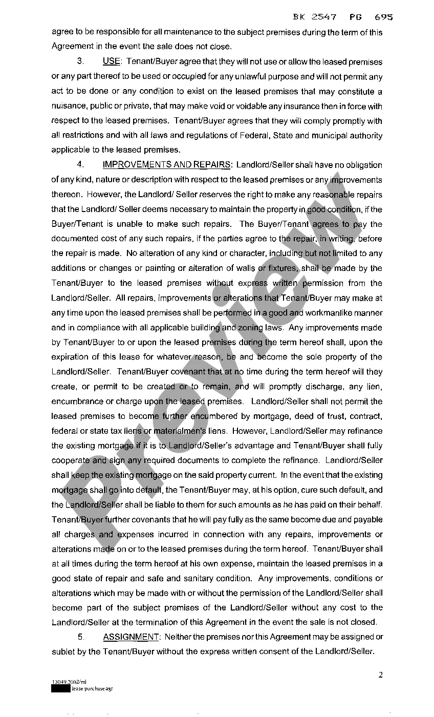 Preview Lease with Option to Purchase Real Estate