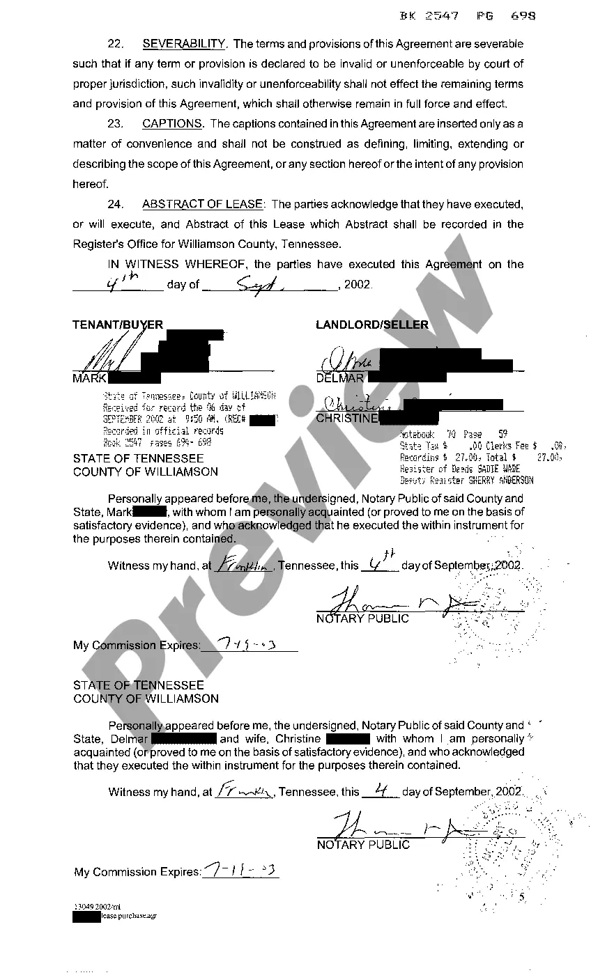 Preview Lease with Option to Purchase Real Estate