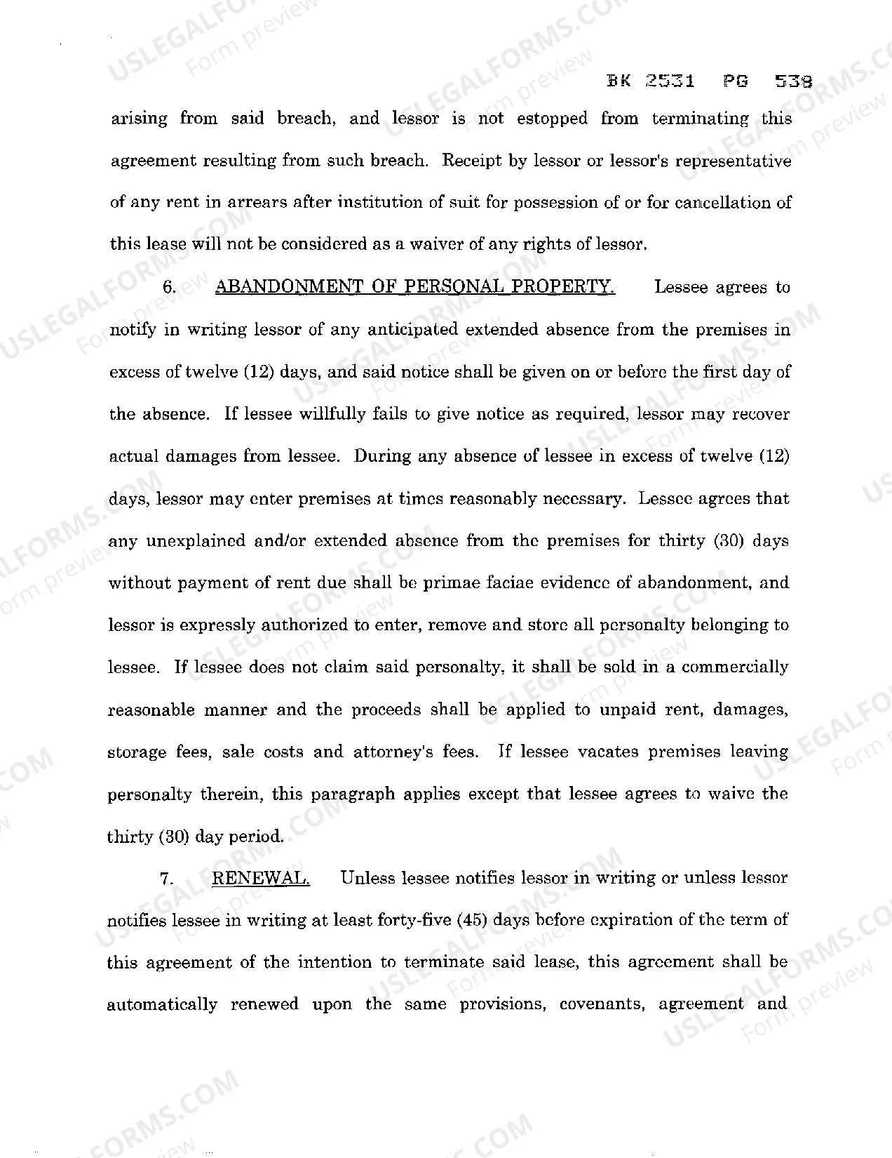 Preview Commercial Lease Agreement