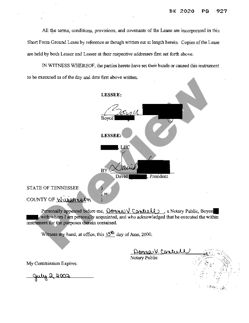 Preview Short Form Ground Lease