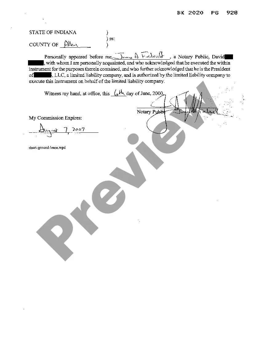 Preview Short Form Ground Lease