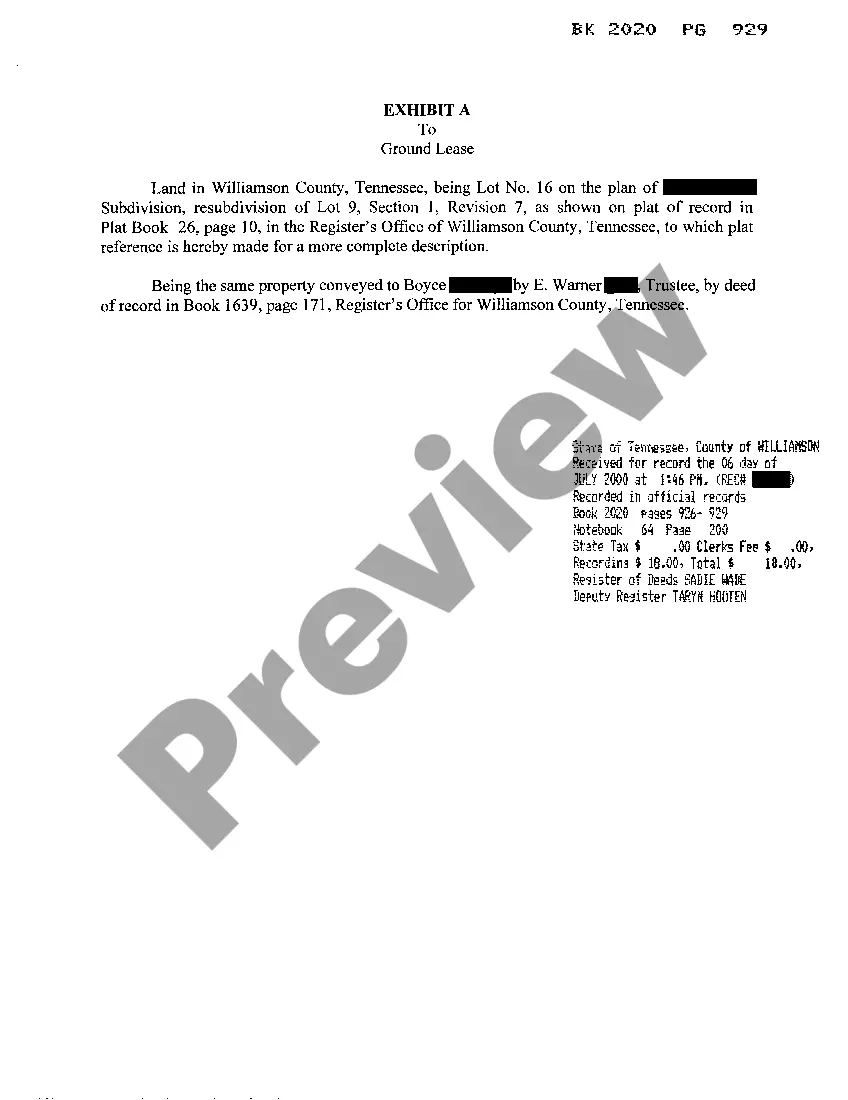 Preview Short Form Ground Lease