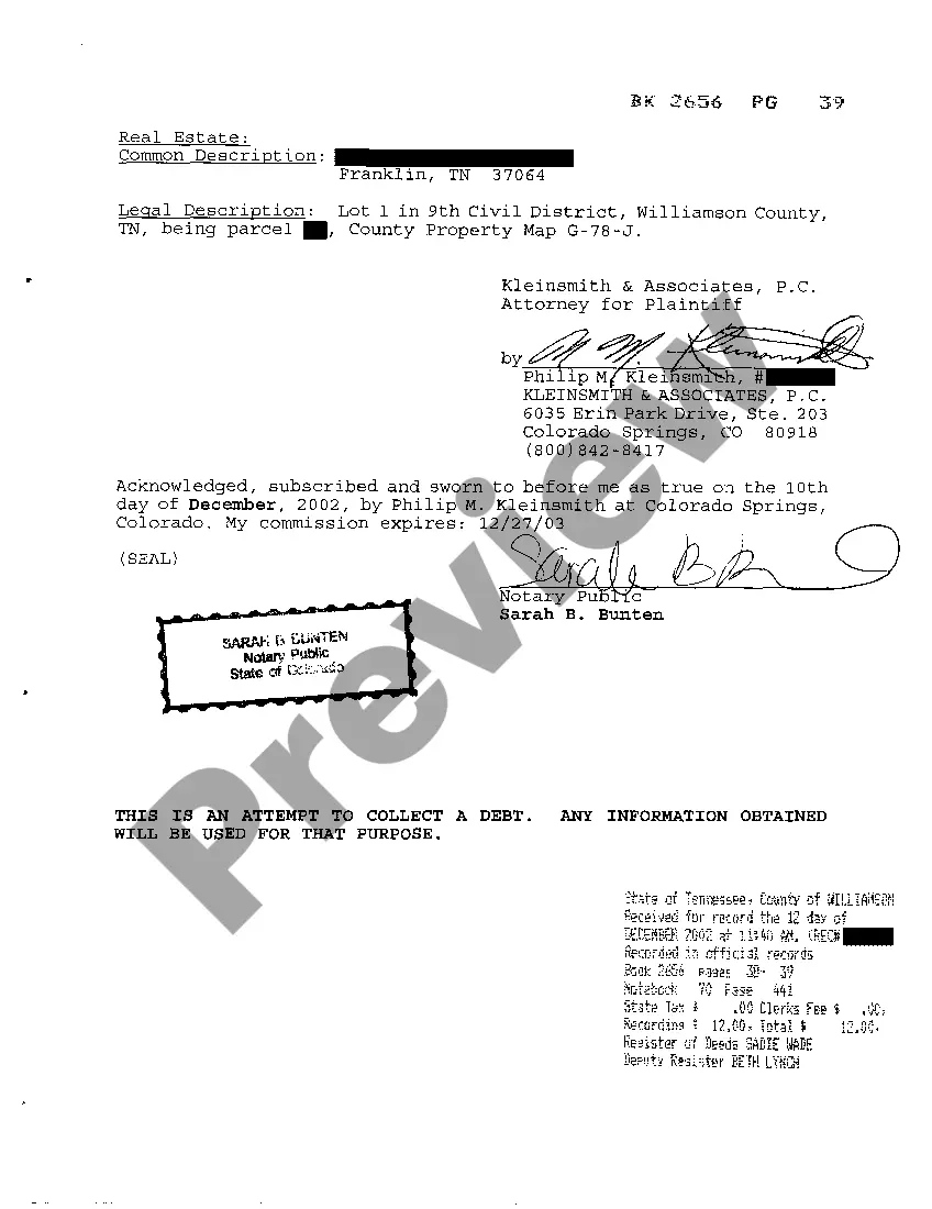 Preview Lis Pendens Abstract Notice regarding foreclosure action