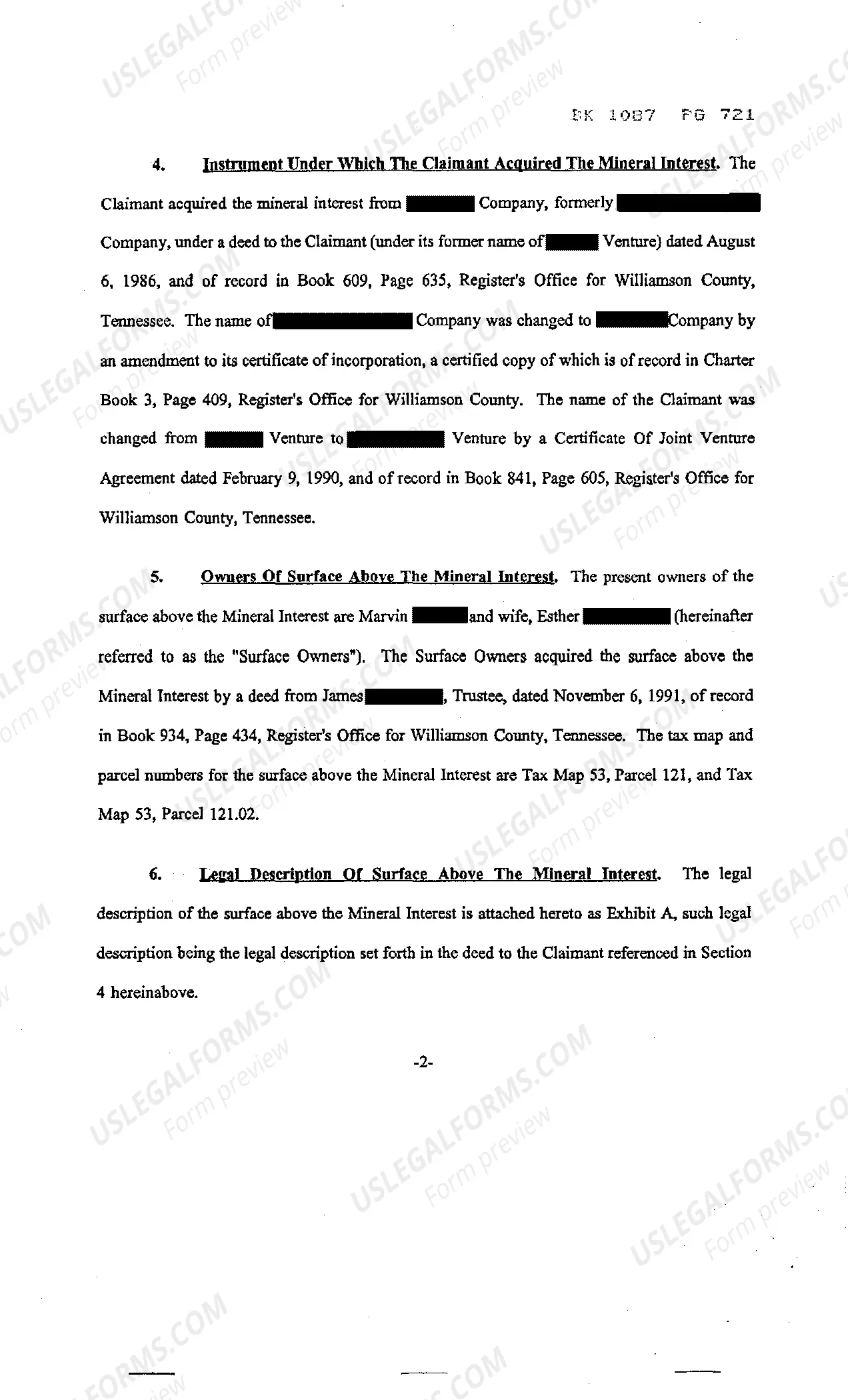 Preview Claim of Mineral Interest