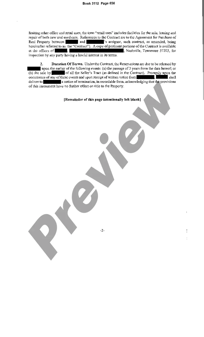 Preview Memorandum of Reserved Rights in Real Property