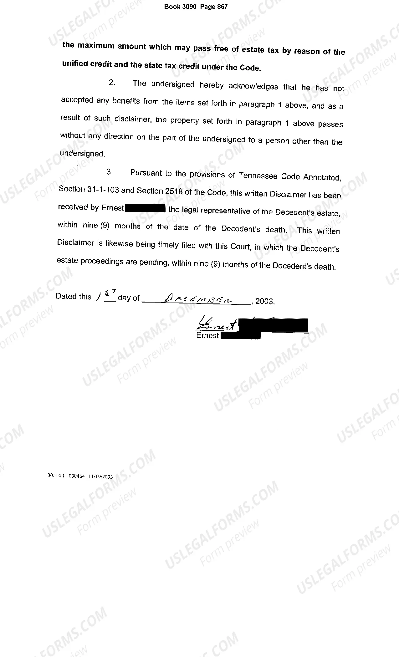 Preview Disclaimer by Surviving Spouse to Portion of Decedent's Real Property