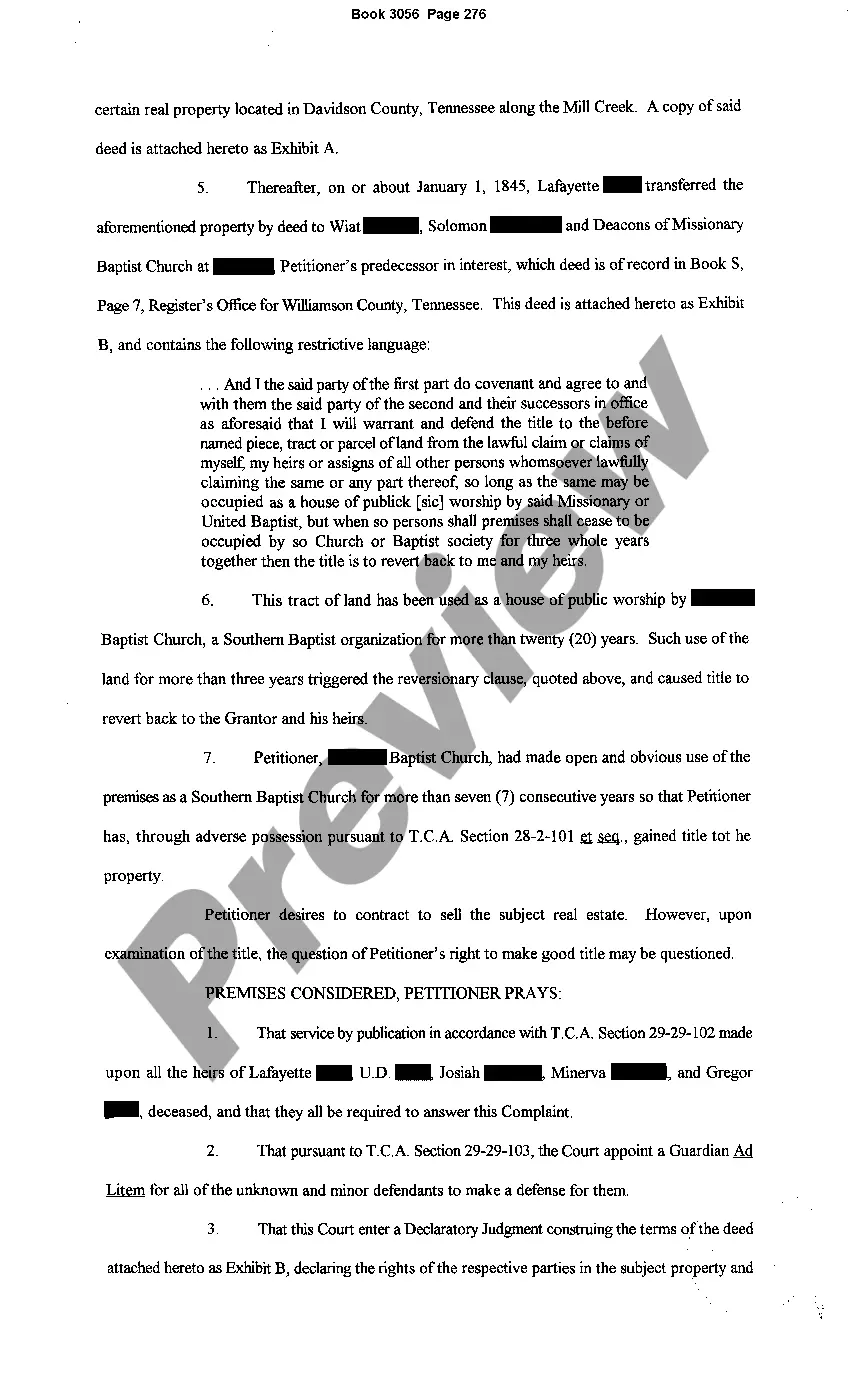 Preview Complaint to Determine Real Property Interest