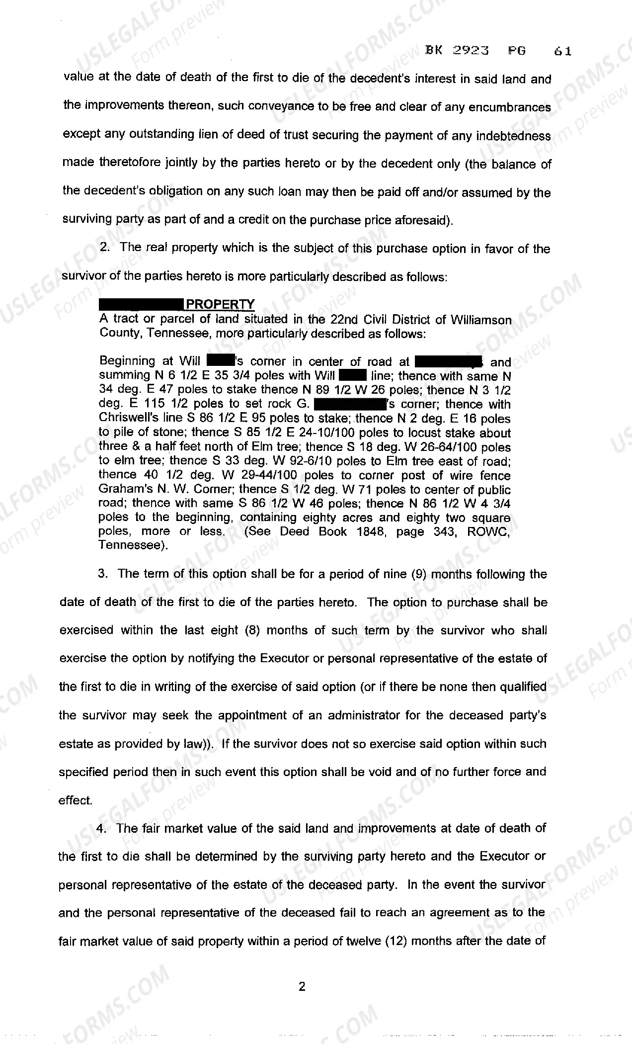 Preview Option to Purchase Real Estate