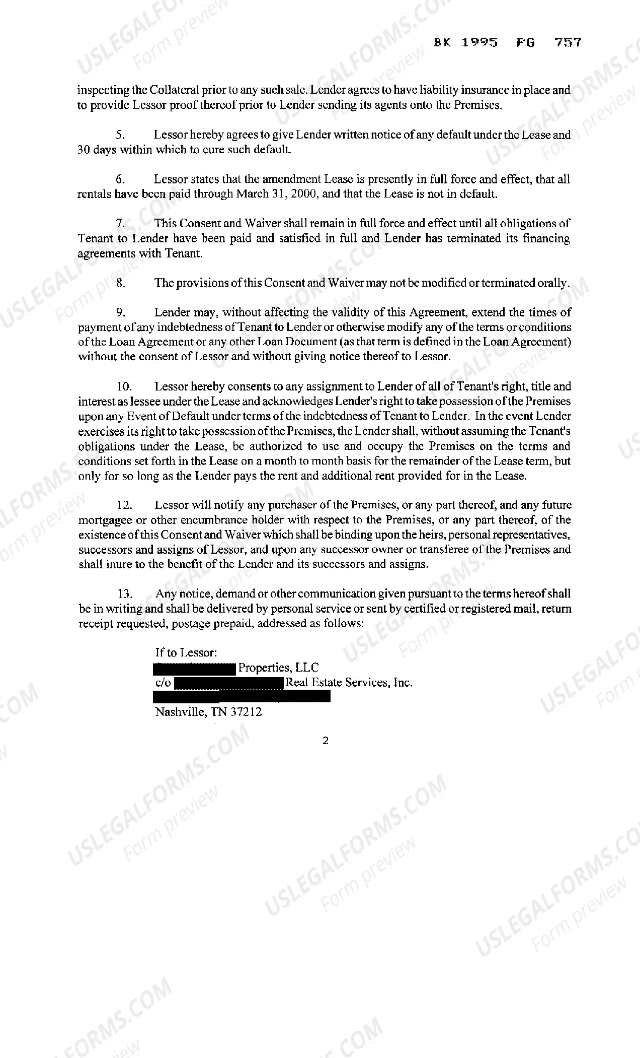 Preview Consent and Waiver of Landlord