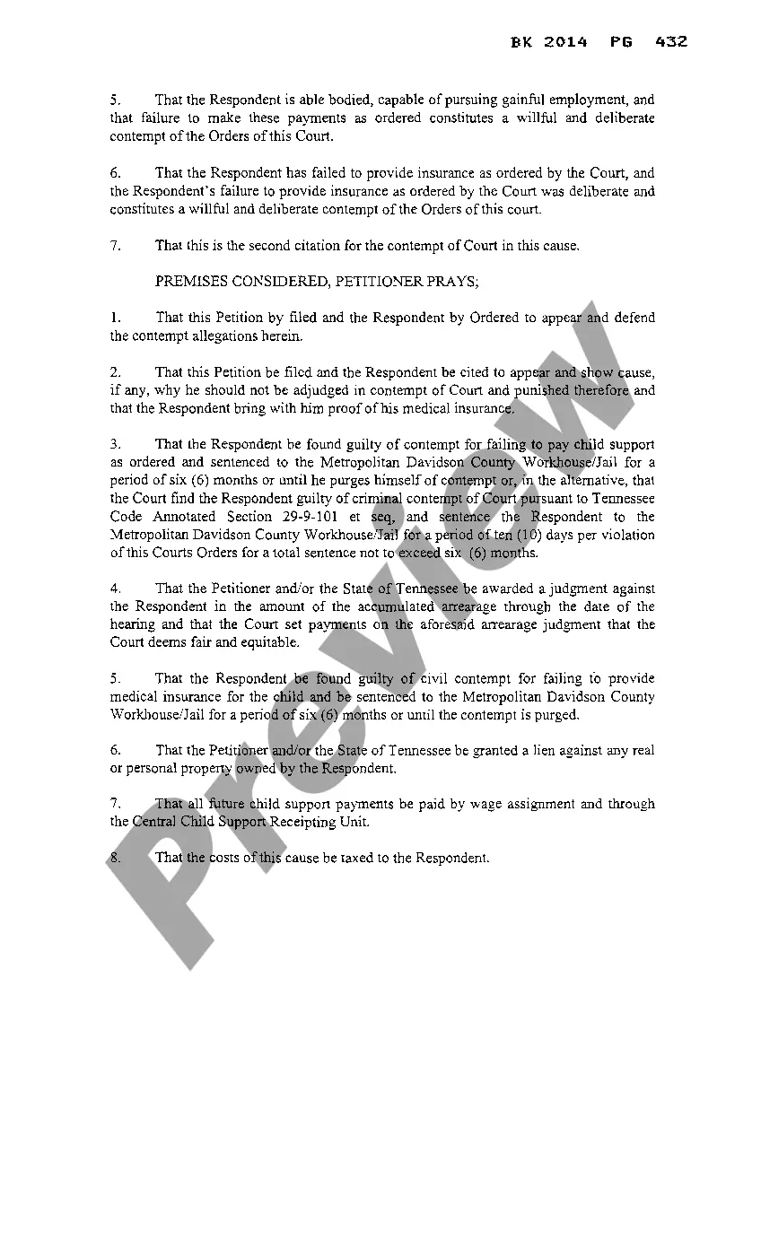 Get Petition for Contempt and for Failure to Pay Medical Insurance Preview Petition for Contempt and for Failure to Pay Medical Insurance