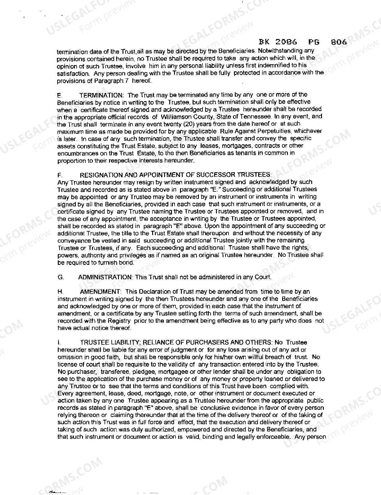 Preview Declaration of Realty Trust