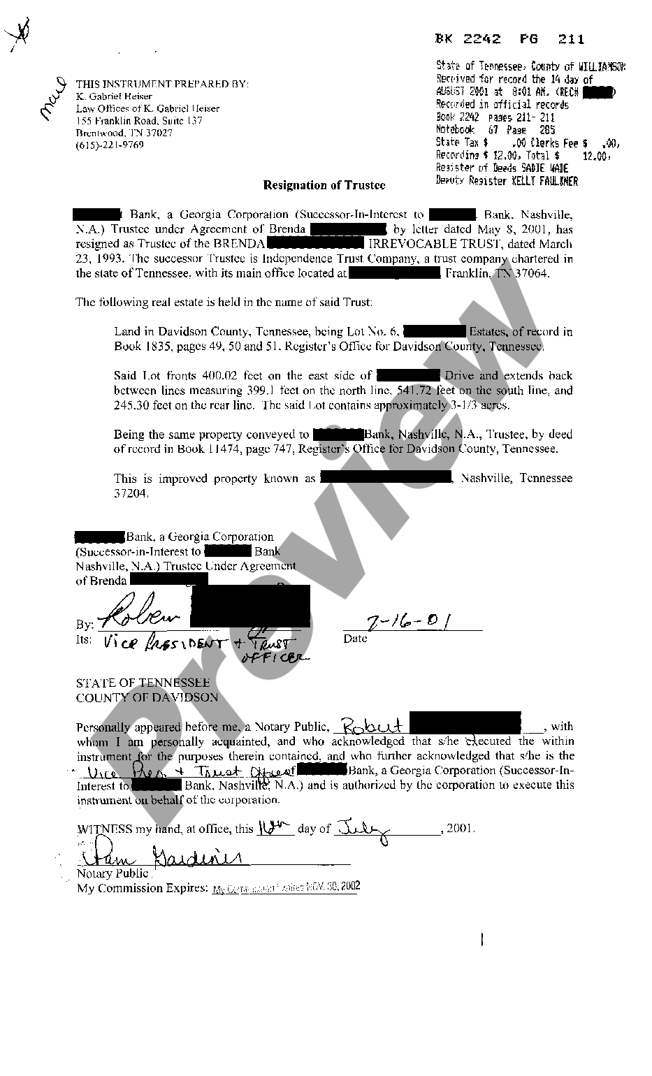 Tennessee Resignation of Trustee | US Legal Forms