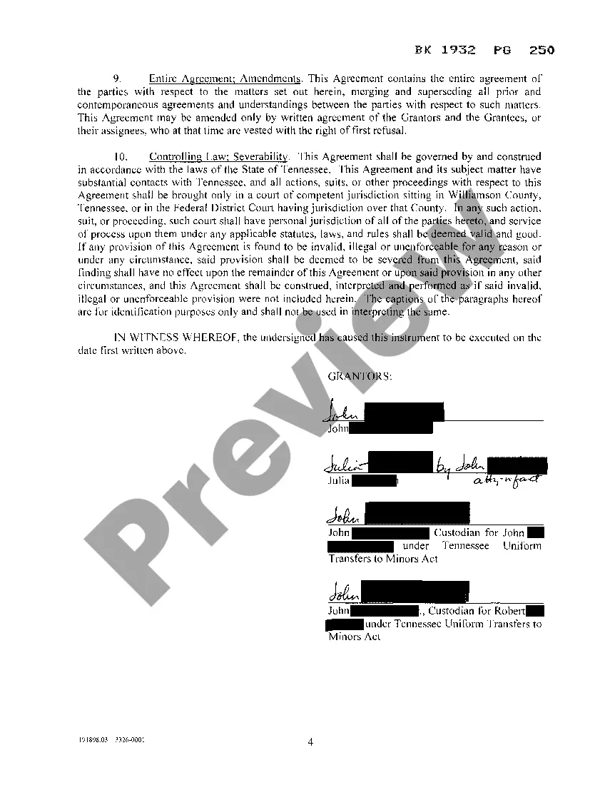 Preview Grant of Option and Right of First Refusal