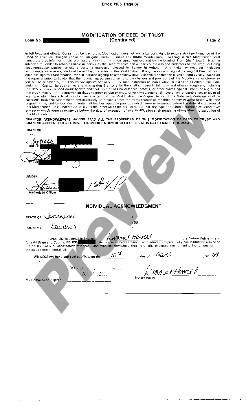 Preview Change or Modification of Deed of Trust to Increase Credit Line