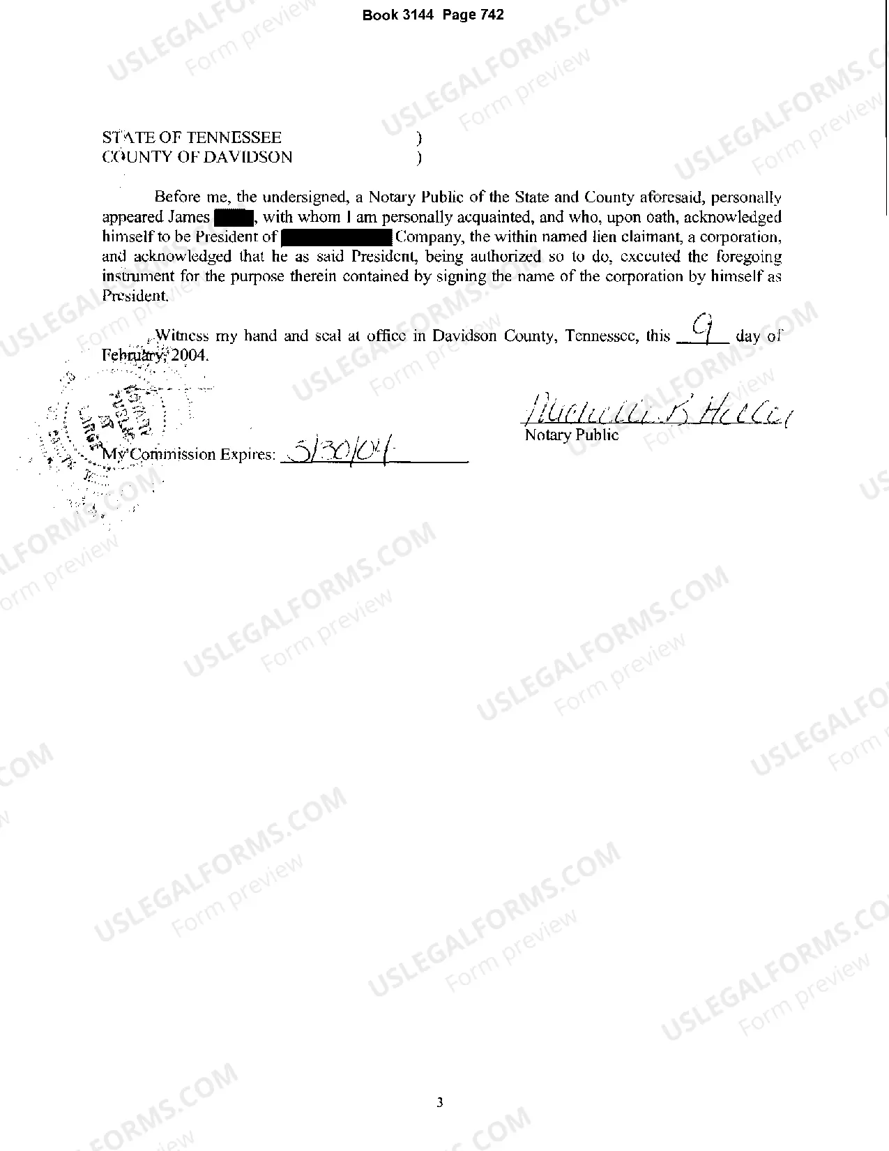 Preview Notice of Claim of Lien regarding retail store