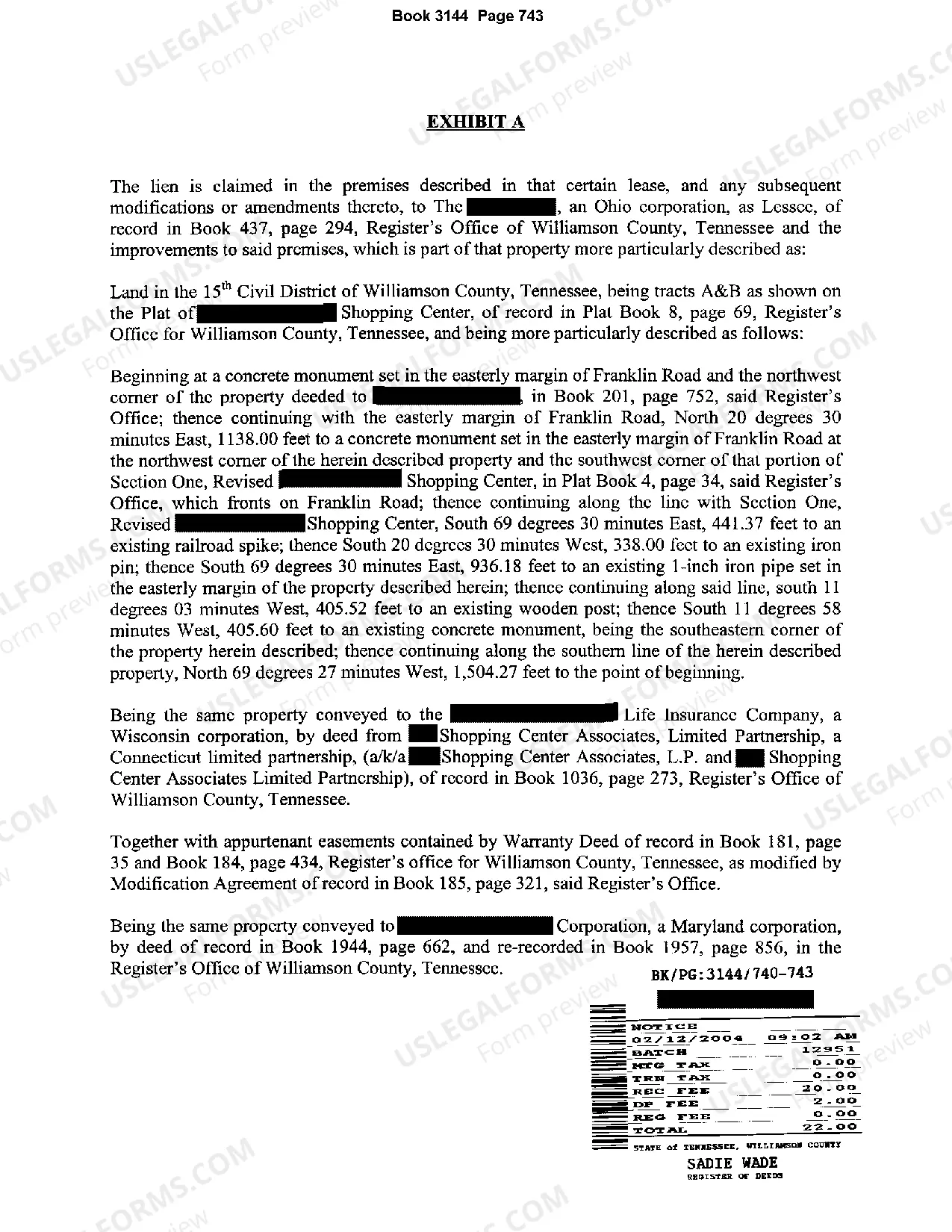 Preview Notice of Claim of Lien regarding retail store