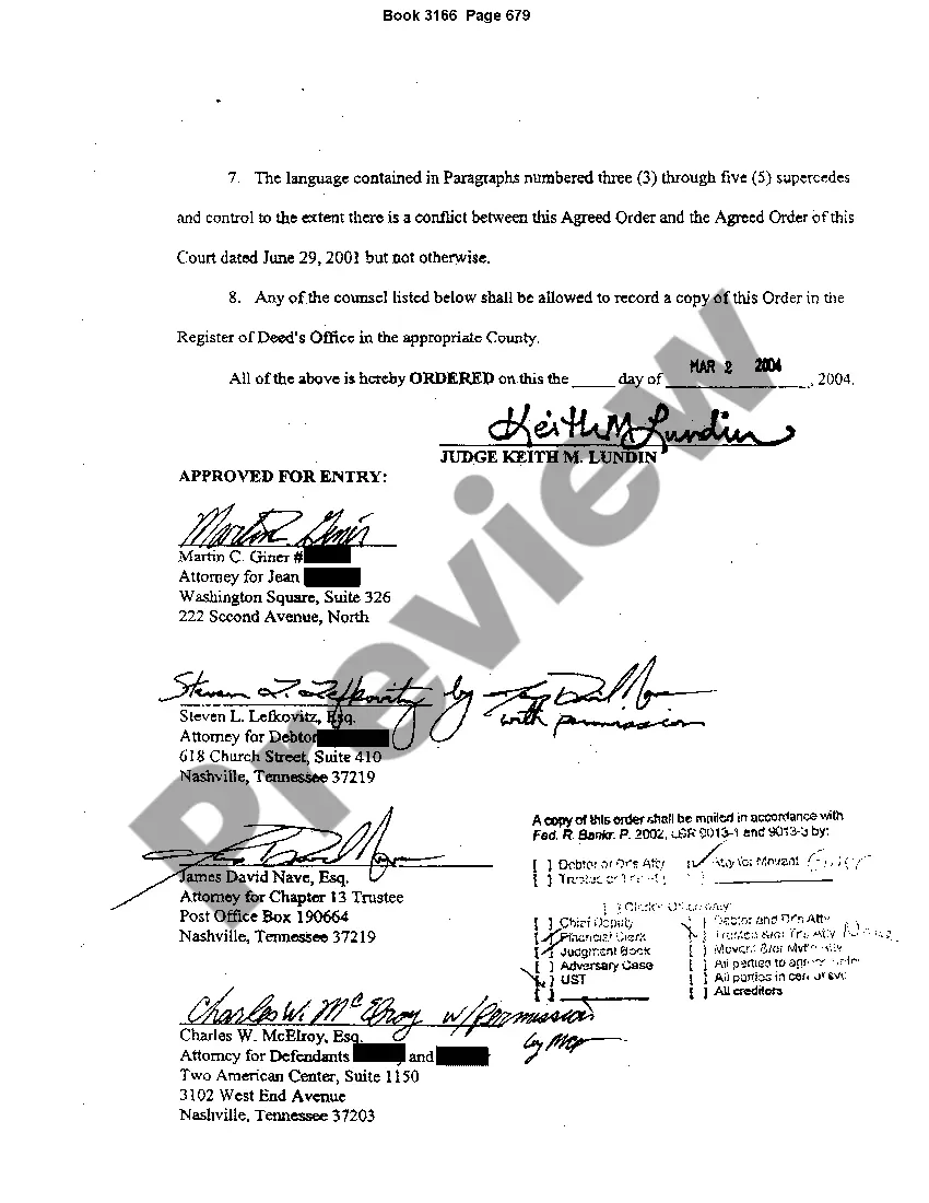 Preview Agreed Order for Chapter 13 Settlement with claimants