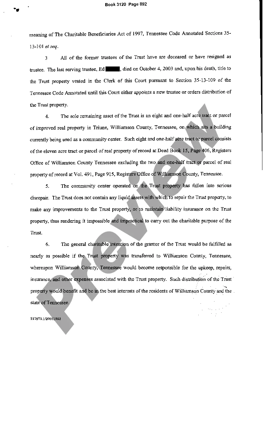 Preview Order to Terminate Charitable Trust