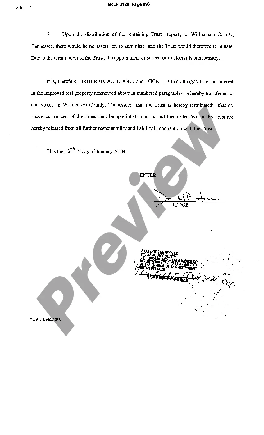 Preview Order to Terminate Charitable Trust