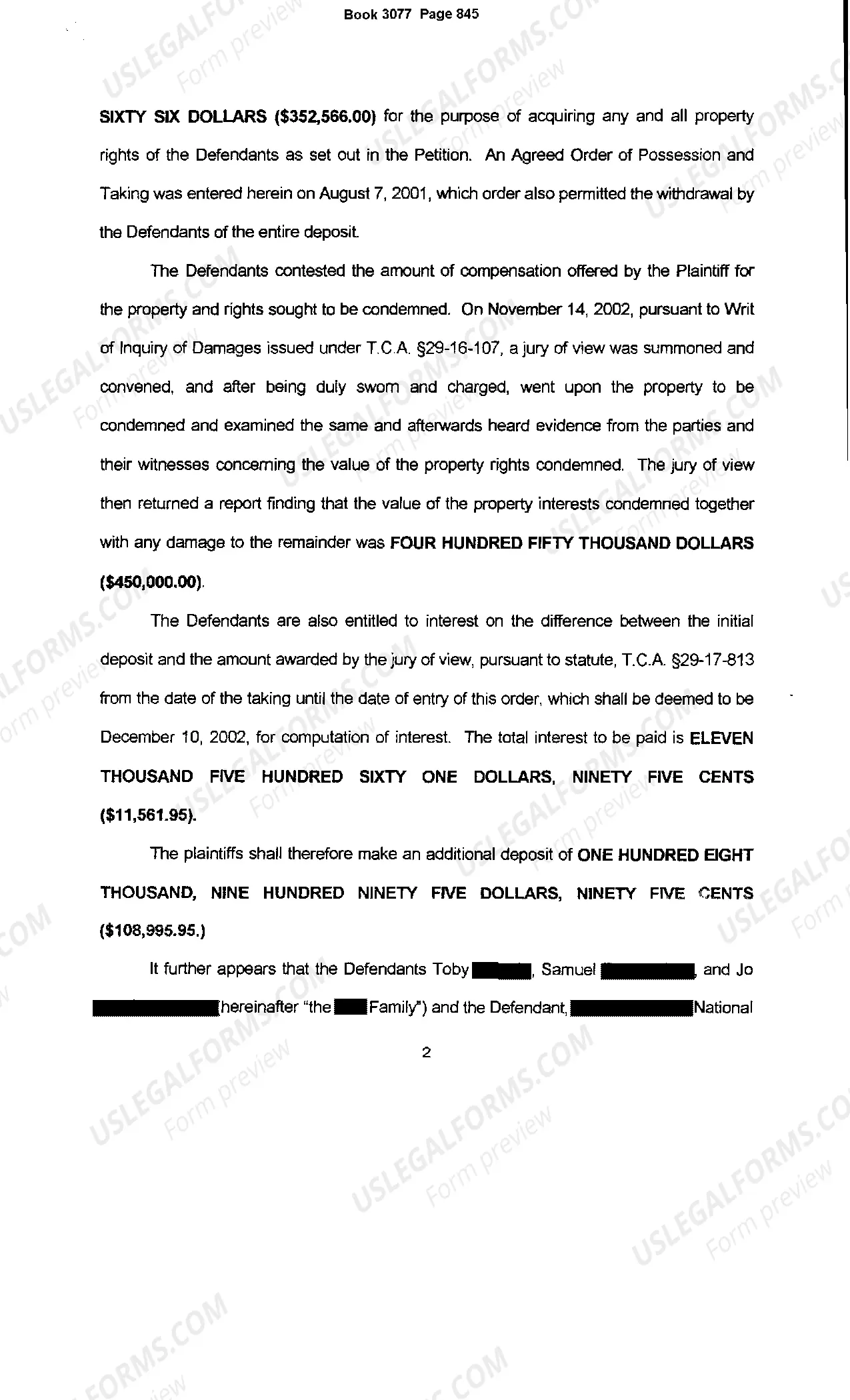 Preview Agreed Order and Final Judgment following Jury Trial Recorded on Land Records