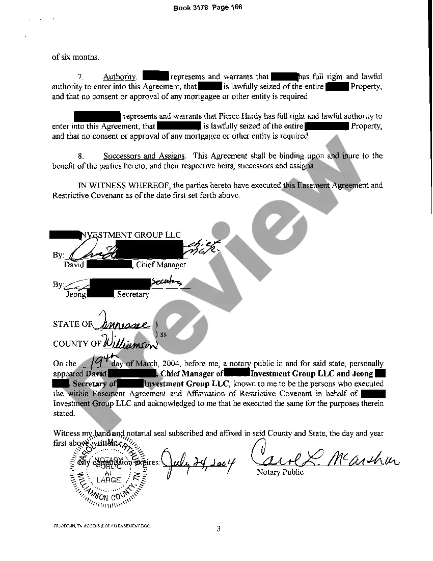 Get Easement and Affirmation of Restrictive Covenant regarding pedestrian ingress and egress Preview Easement and Affirmation of Restrictive Covenant regarding pedestrian ingress and egress