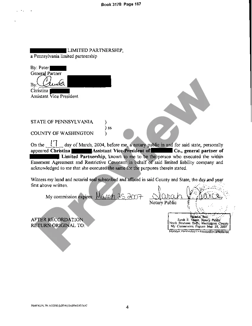 Get Easement and Affirmation of Restrictive Covenant regarding pedestrian ingress and egress Preview Easement and Affirmation of Restrictive Covenant regarding pedestrian ingress and egress