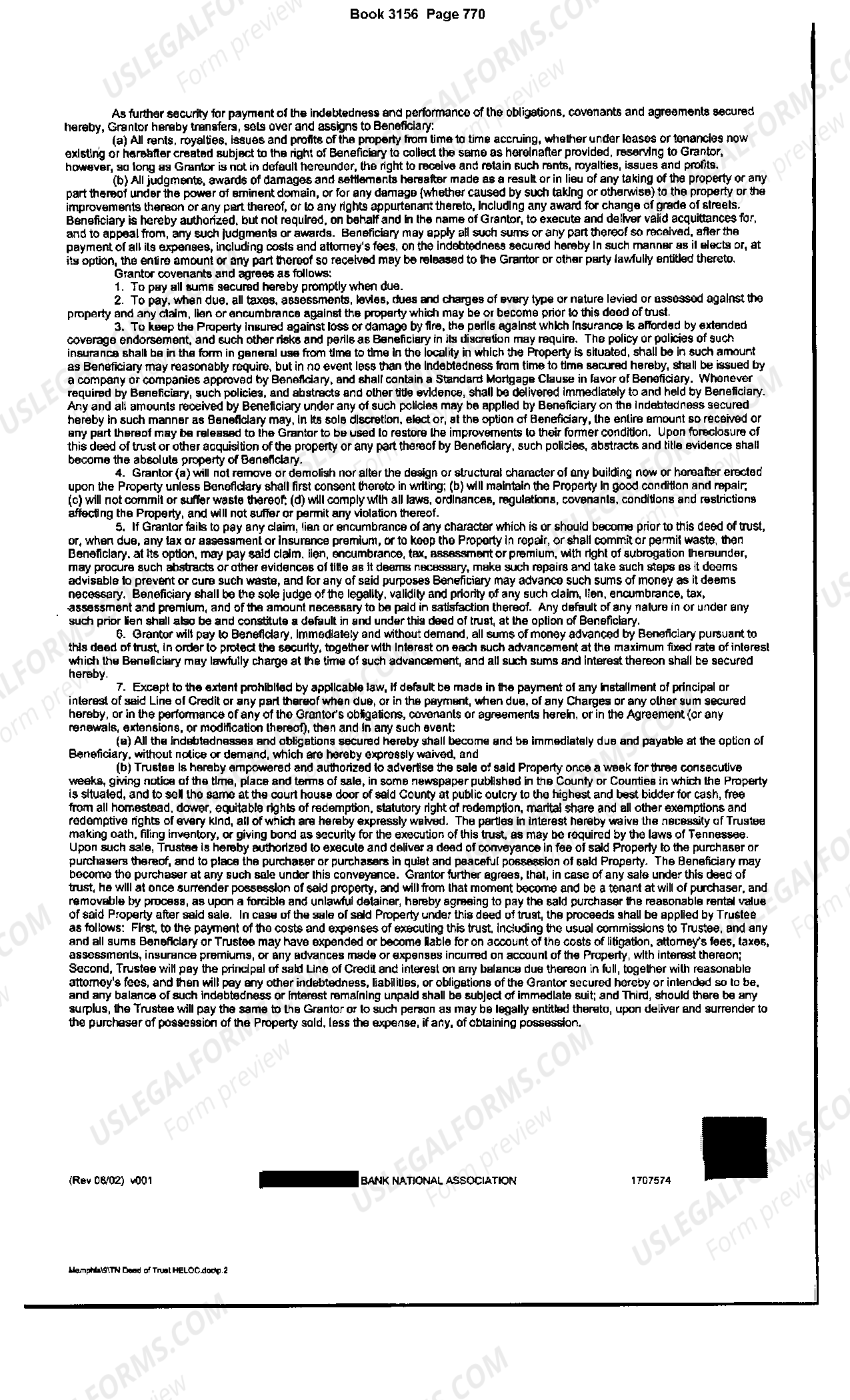 Memphis Tennessee Deed of Trust Home Equity US Legal Forms