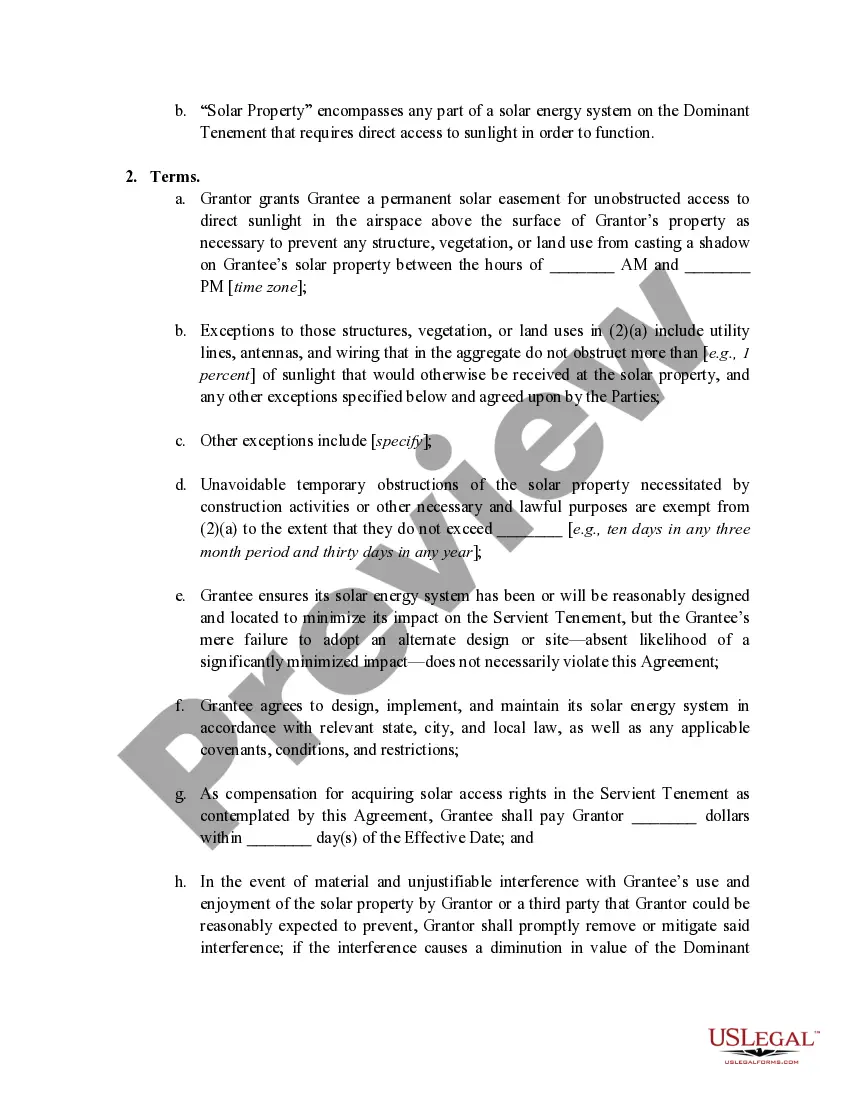 Preview Solar Easement