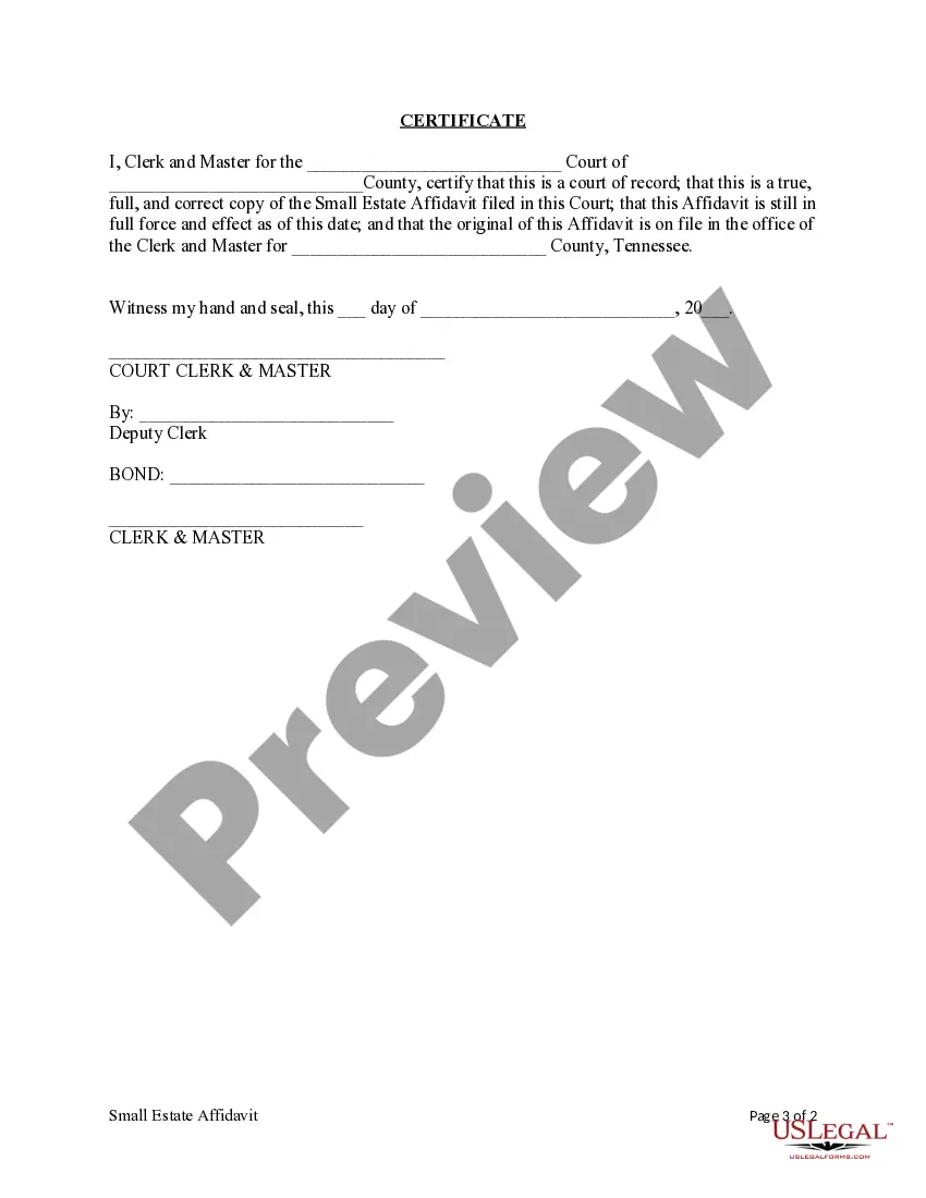 Preview Small Estate Affidavit for Estates Not More Than $50,000