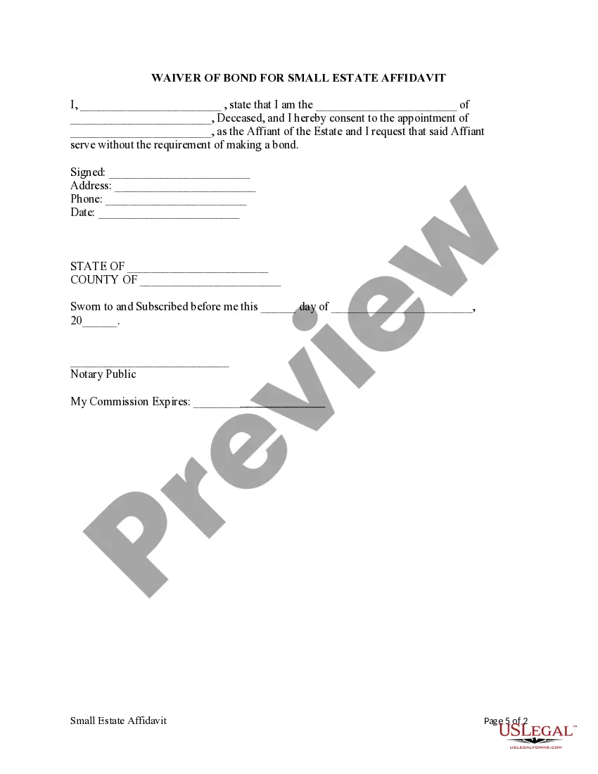 Preview Small Estate Affidavit for Estates Not More Than $50,000