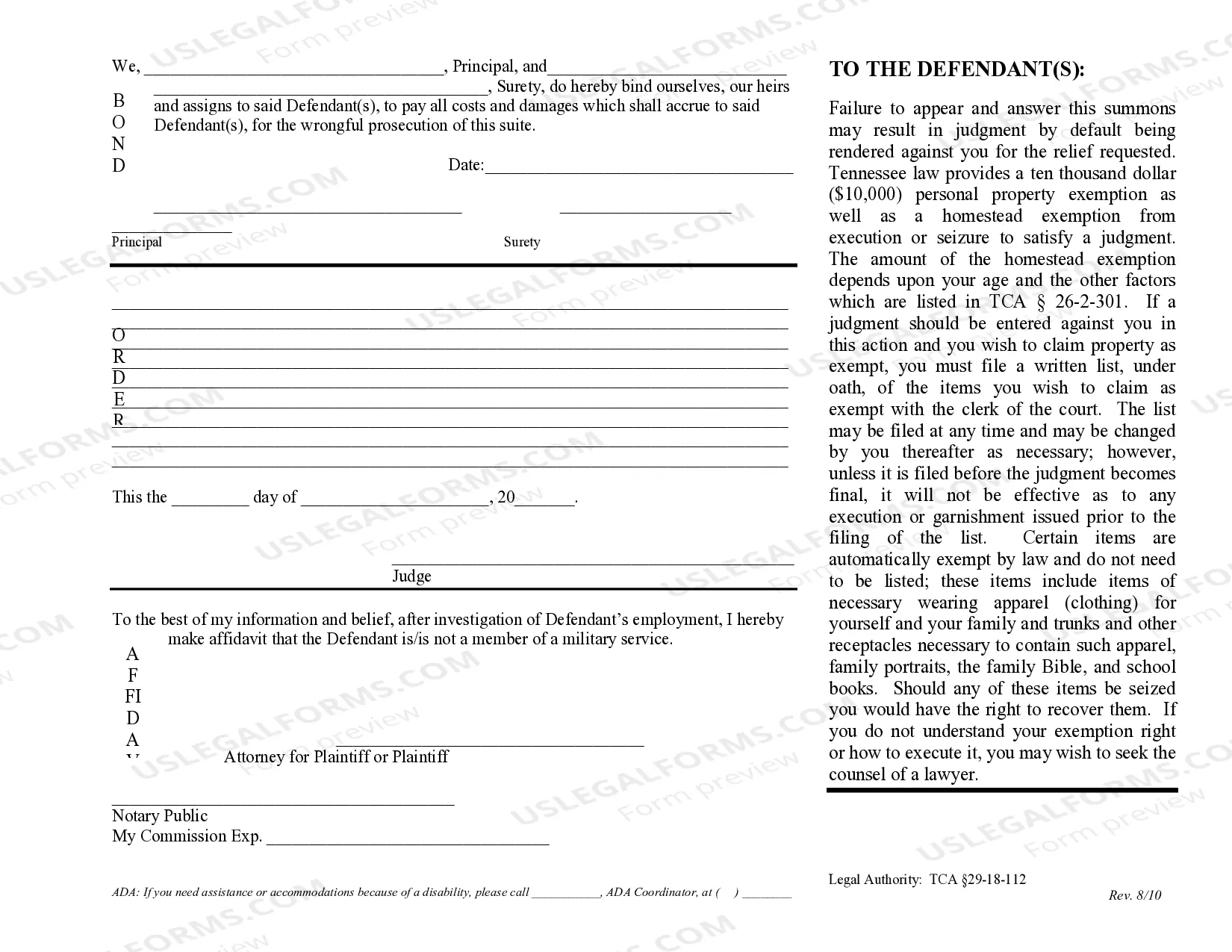 Preview Detainer Summons