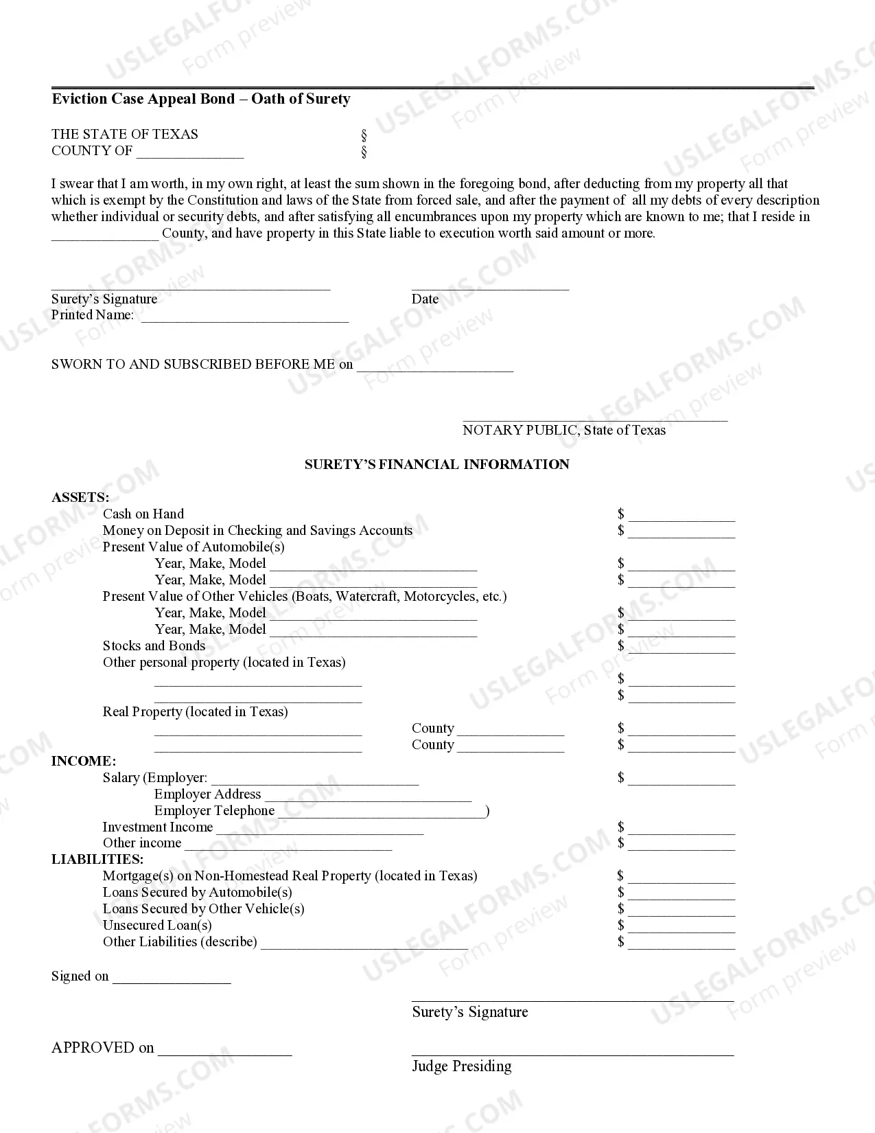 Preview Eviction Case Appeal Bond - Surety