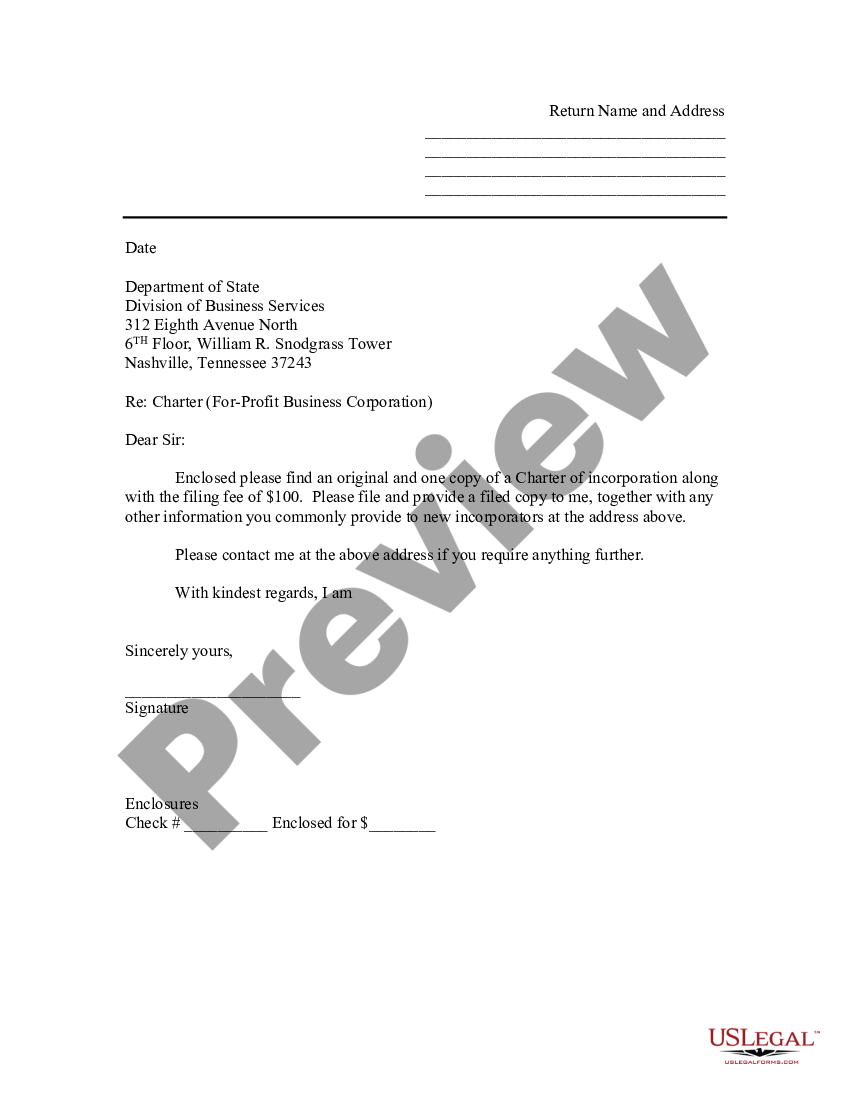 Sample Transmittal Letter to Secretary of State's Office to File ...